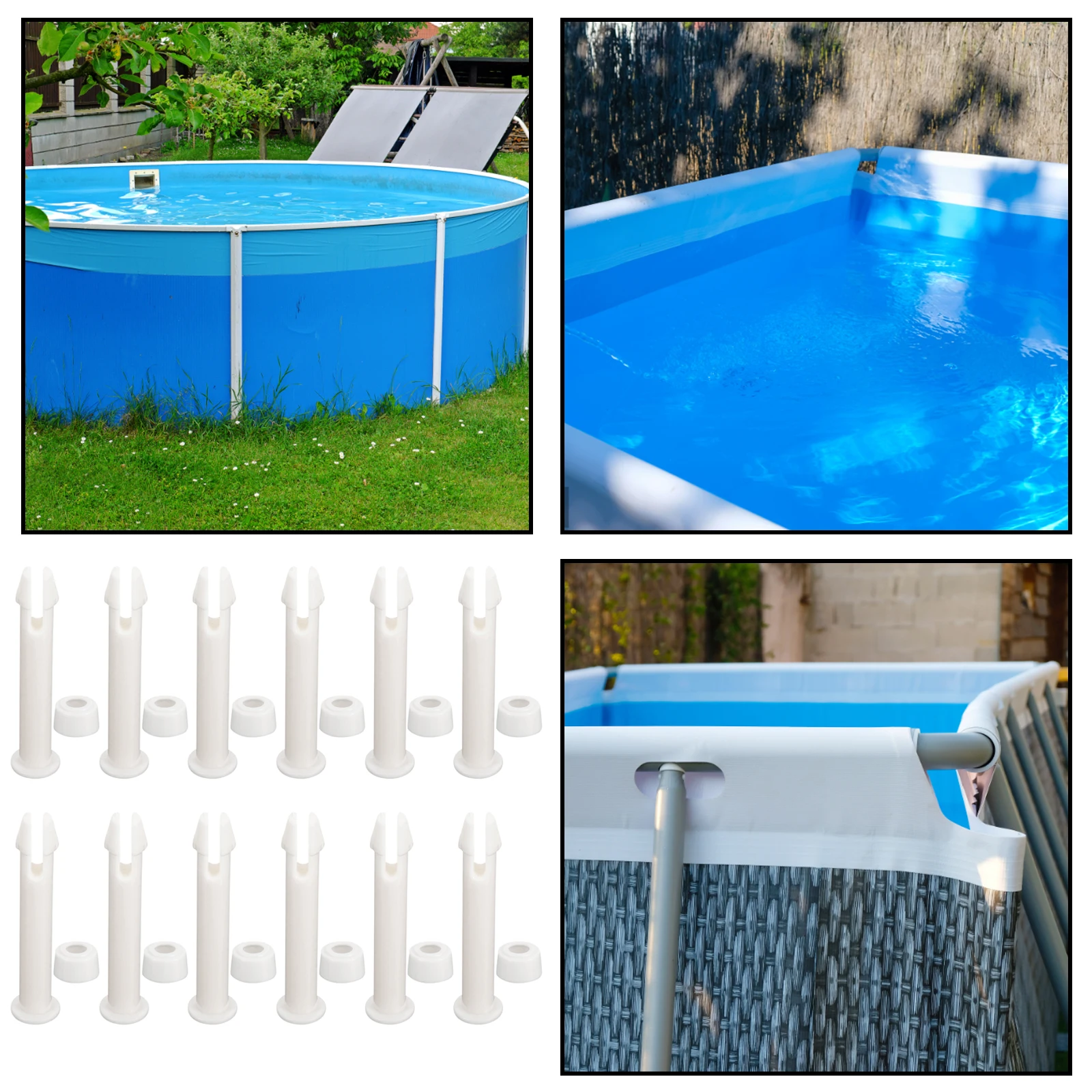 

12Pcs Pool Connector Pins Durable Plastic Replacement Connecting Pins for Rectangular Frame Swimming Pool Accessories Seal Rings