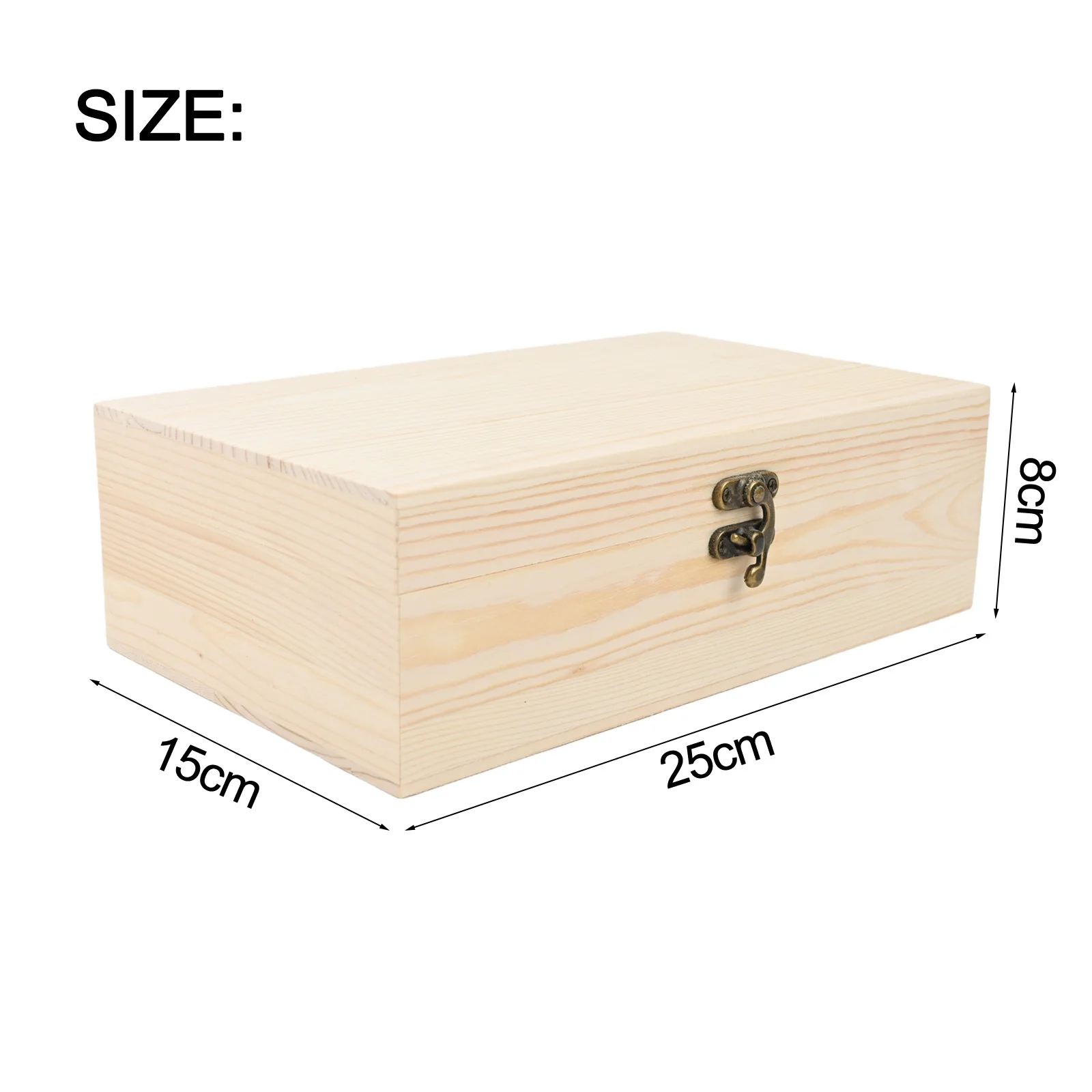 Wooden Jewelry Storage Box with Lock and Hinged Lid Pine Wood Desktop Organizer for Necklaces Bracelets Earrings and Small Items