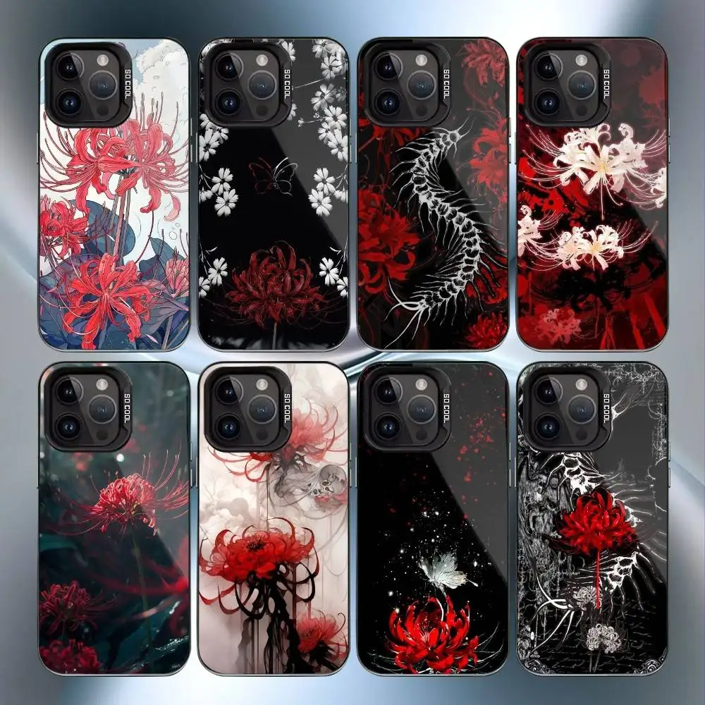 

Dark Spider L-Lily Butterfly Phone Case For IPhone 16 17 15 14 12 13 Pro Max Black Color Shockproof Cover