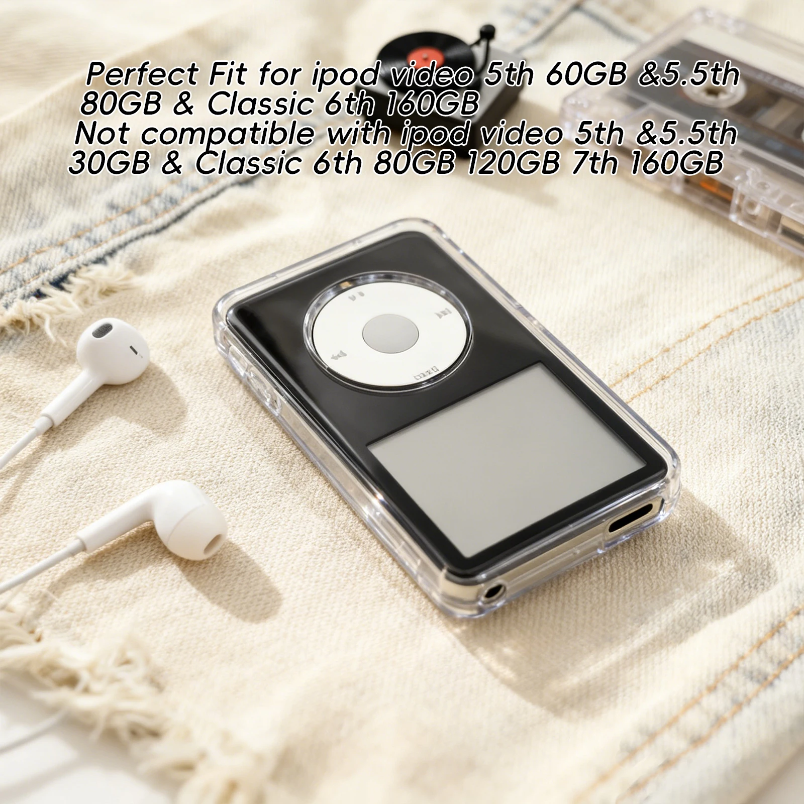 Dicke Version Klare Schwarz-Weiße Hartschutz-Hülle für iPod 5. 5.5. Generation Video 60GB 80GB 6. Generation Classic 160GB Schutzfolie – Detail 7