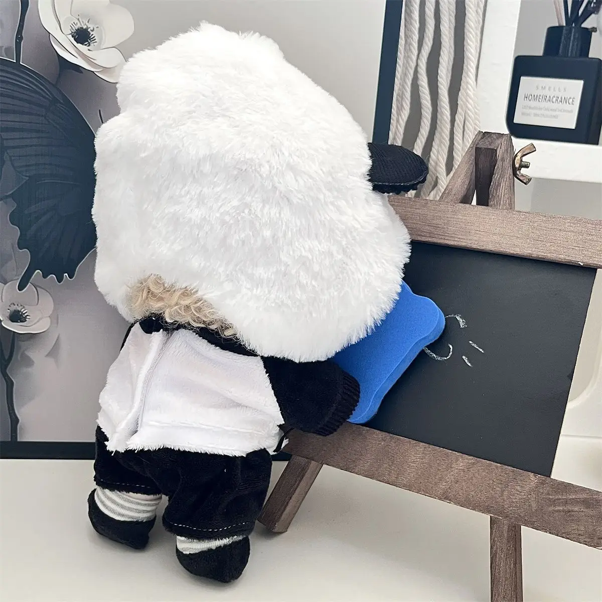 【 판다 자이 자이 】20cm 면 인형 의류 세트, 어린이를 위한 흑백 판다 봉제 인형 드레스업