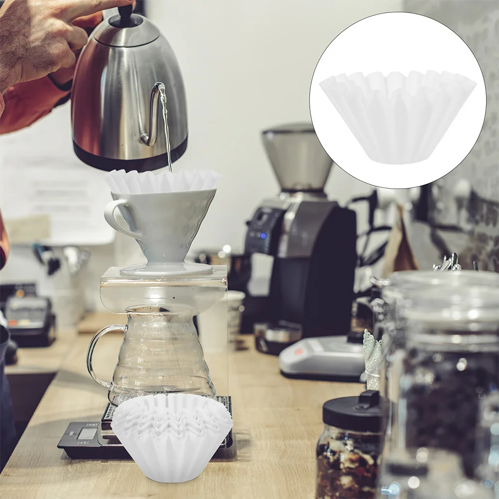 

100Pcs Paper Coffee Filter Basket Coffee Filters Cup Disposable Filtering Papers for Rich