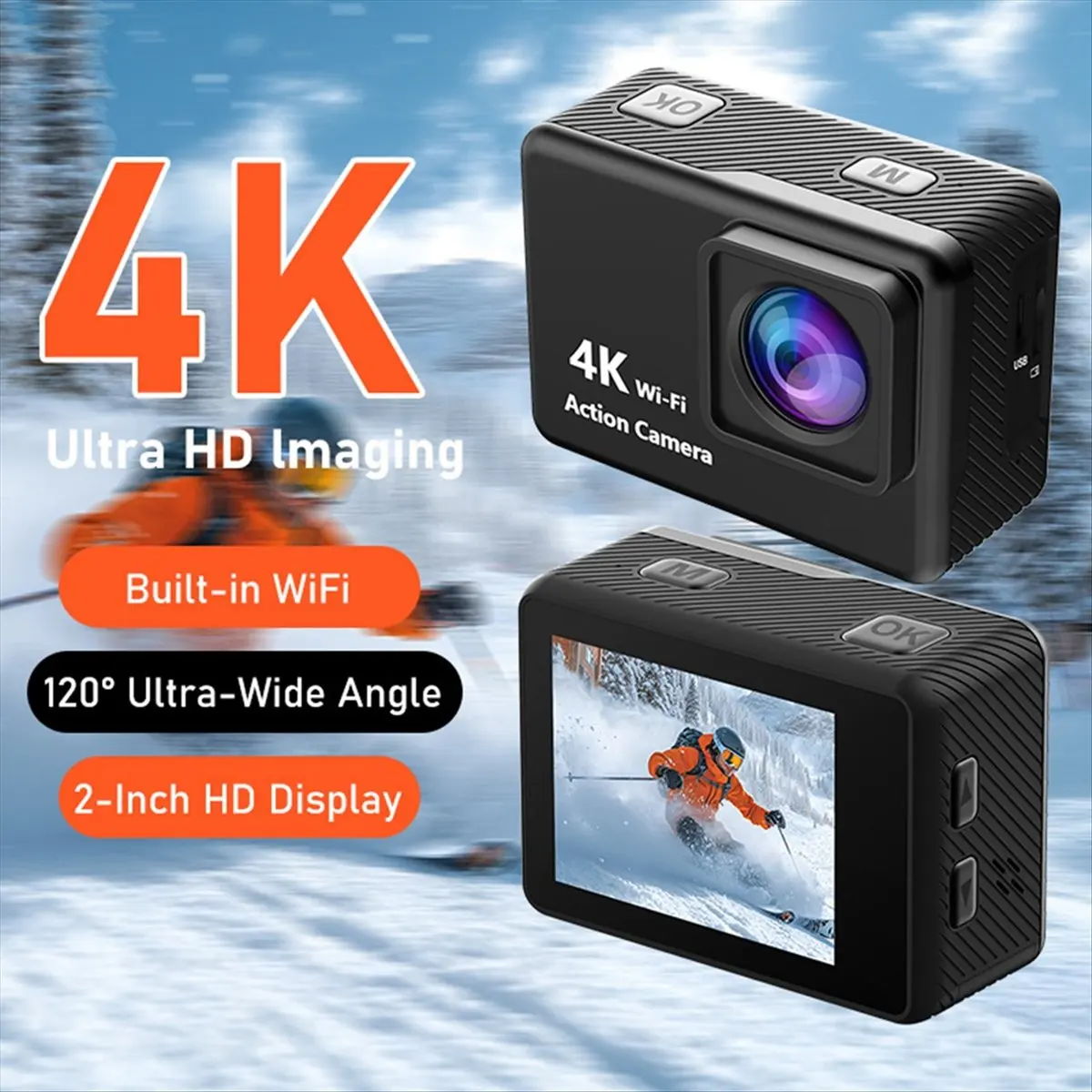 Y65A High-Definition 1080P Action Camera, Outdoor Sports Recorder, LCD 170° Wide-Angle Swimming Camera