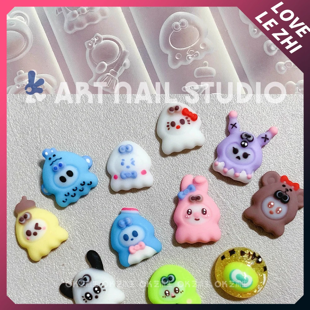 Divertimento creativo Cartoon Anime Copricapo Stampo per intaglio delle unghie in silicone Kawaii Kuromi My Melody Cinnamoroll Bowknot Stampo per nail art Decora