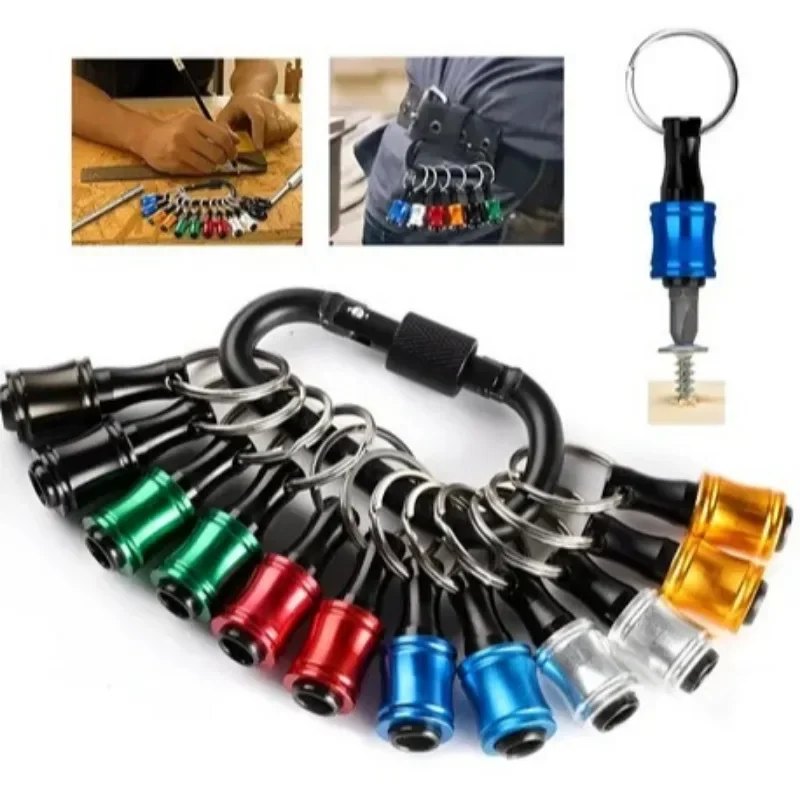 Upgrade, Push to Unlock, 12pcs 1/4 Inch Hex Shank Aluminum Alloy Screwdriver Bits Holder Light-weight Quick-change Extension Bar
