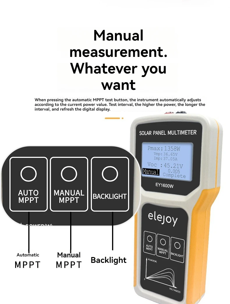 Photovoltaic Panel Multimeter EY1600W Solar Panel MPPT Photovoltaic Module Power Tester Meter