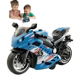 Sound and Light Motorcycle Powered Play Toy Motorbike Friendly Motorcycle with Pullback Motor for Boys Girls Kids Adults