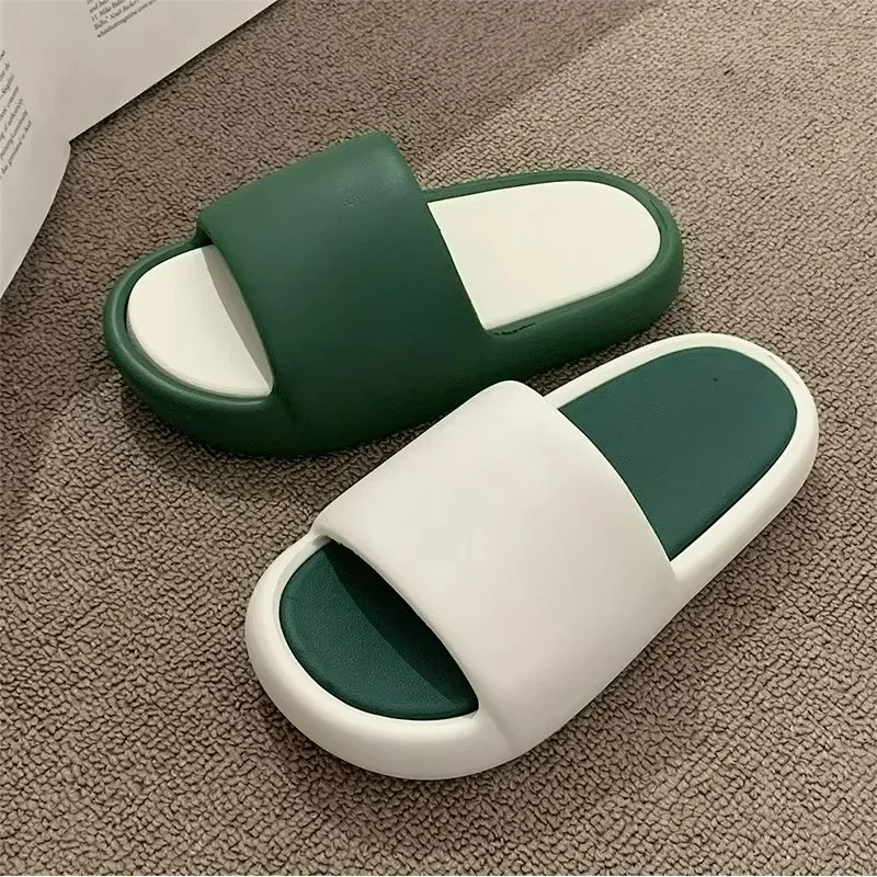 Bathroom Slippers For Women Men NEW Fashion Puppy Print Color Blocking Soft Platform Non-slip Home Indoor Shoes Couples