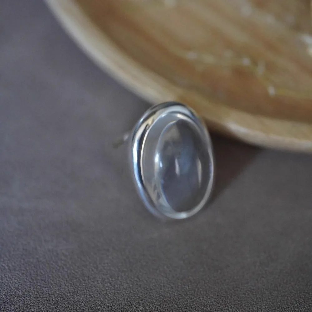 New Personality Design Retro Oval Transparent Acrylic Water Drop Rings for Women Men Charm Trendy Opening Finger Party Jewelry
