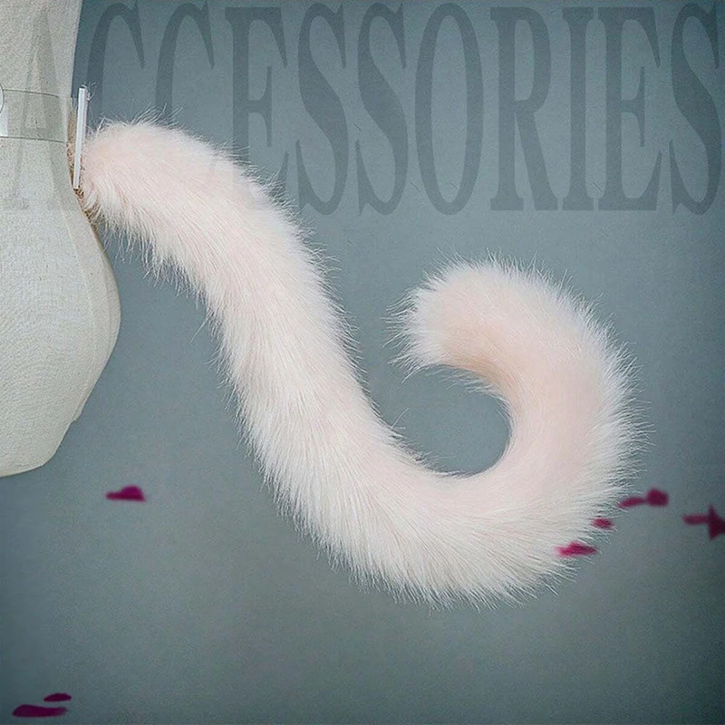 Plush Cat Tail Kawaii Women Cosplay Props Cute Animal Rainbow Faux Fur Fox Tail JK Girls Party Halloween Role Play Accessories