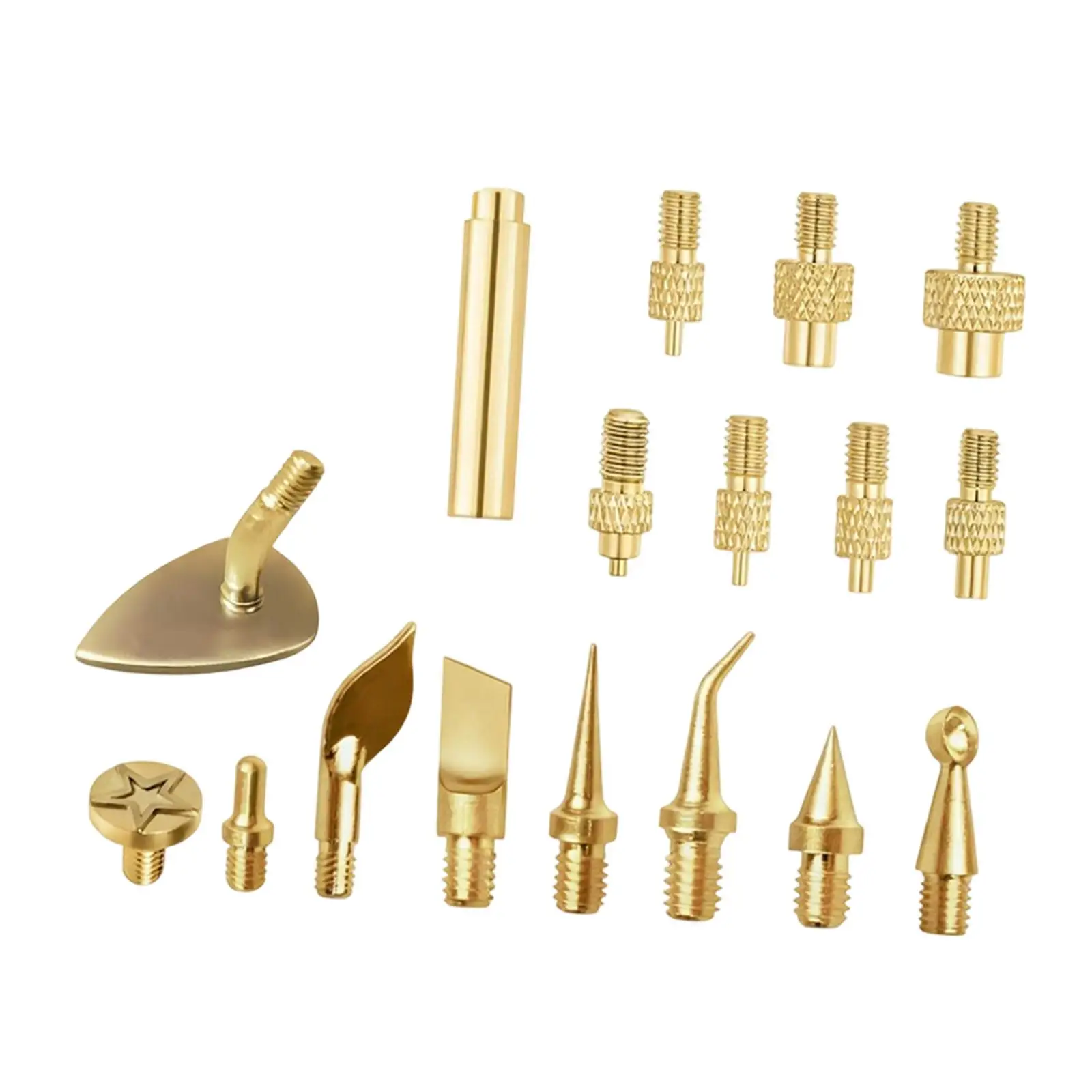 Soldering Iron Tips Adapter Set Gold Brass Trimmer Heads for 3D Printer Plastic Welding and Engraving Projects