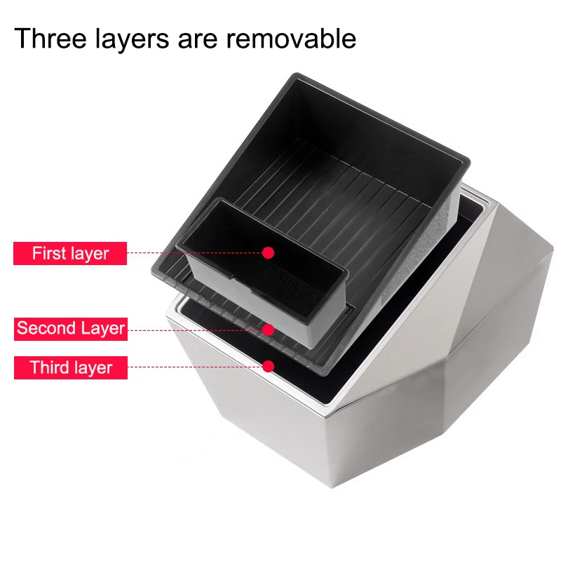 For Tesla Model Y 2021-2024 Rear Center Console Storage Box Cybertruck Styling Three Layers Organizer Box ABS Car Accessories