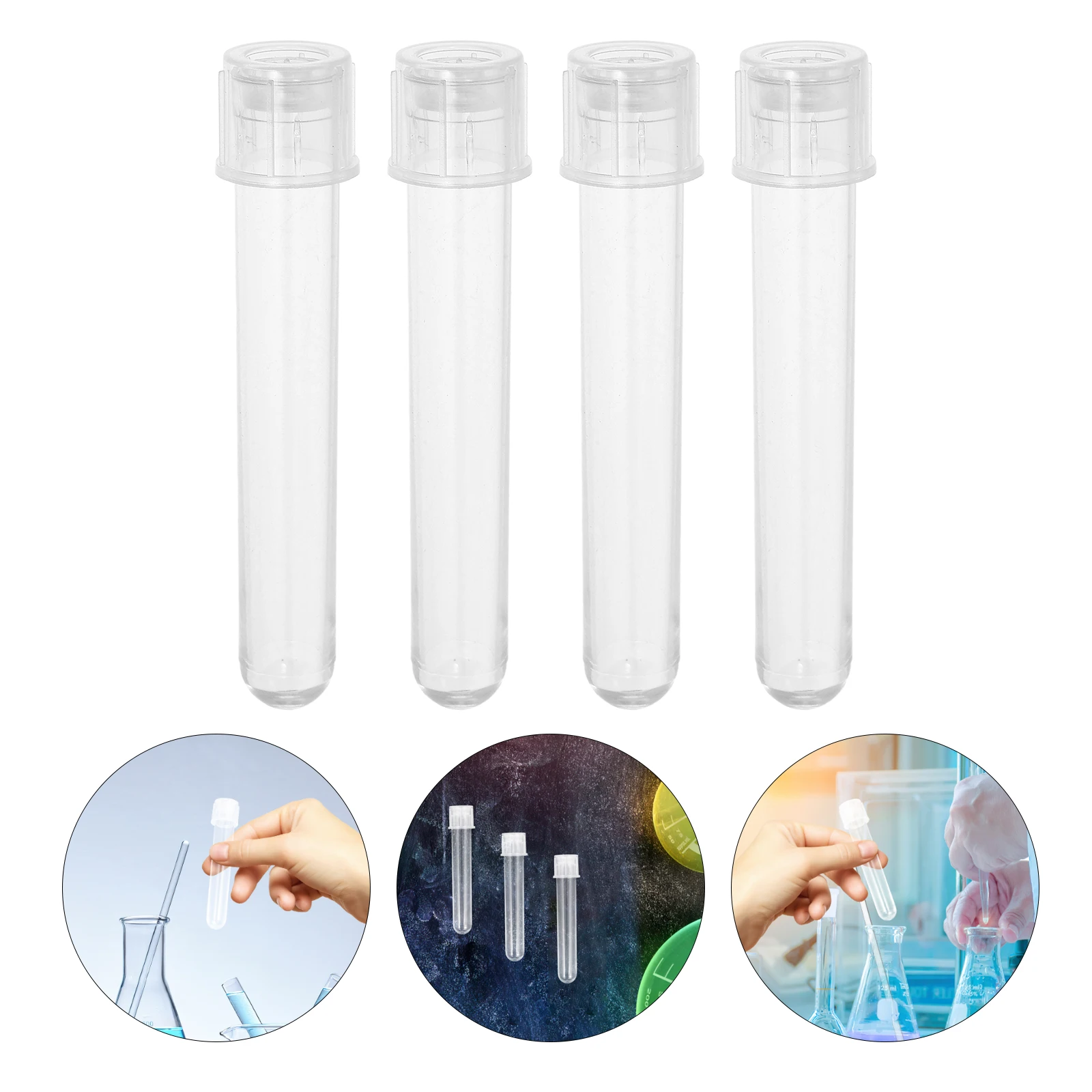 24pcs Test 5Ml Plastic Sample Testing Tubes For Liquid Cell Storage Small Vials Lab Sampling Tubes Teaching Equipment