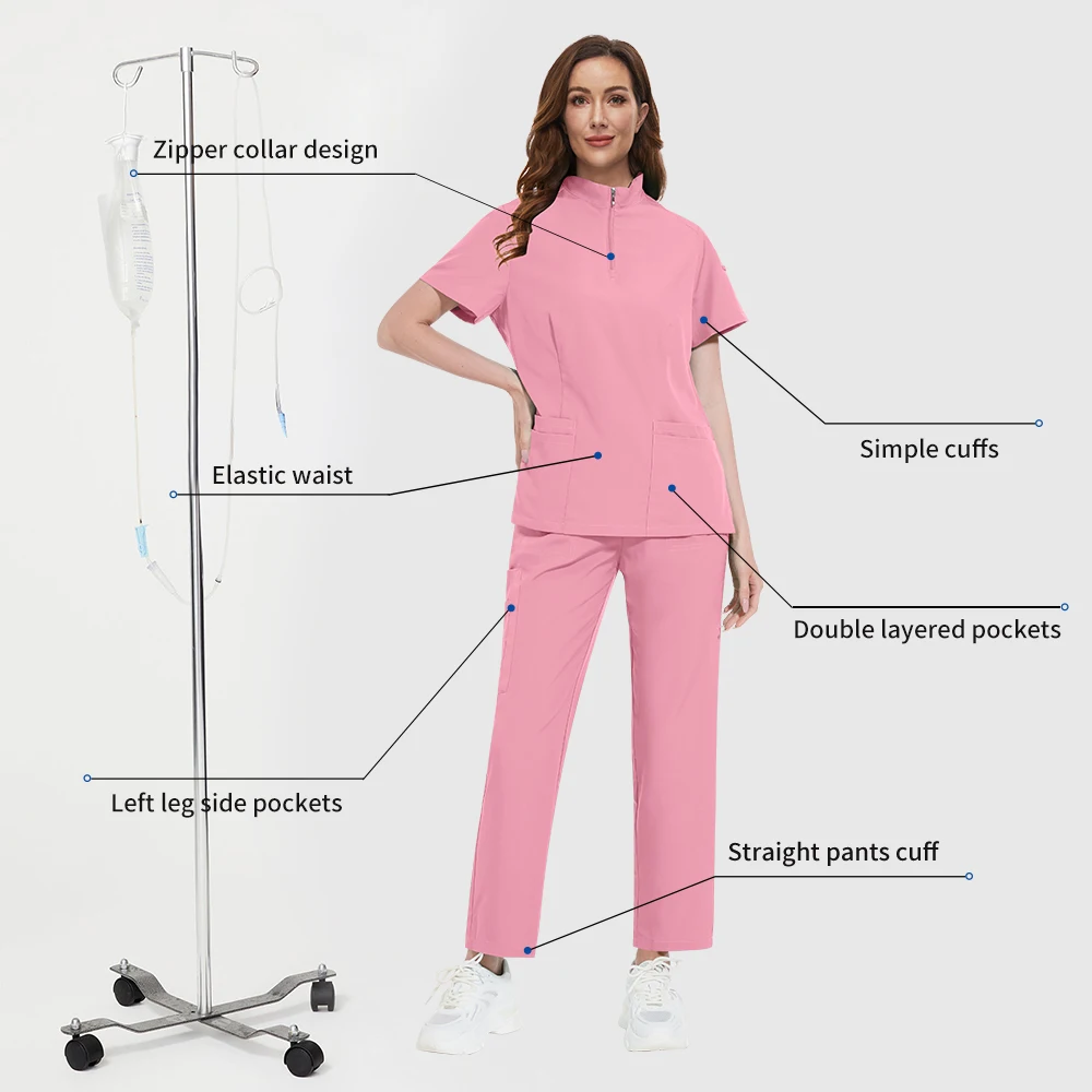 Niaahinn-uniforme de trabajo para médico de Hospital, conjunto de exfoliante médico para mujer, ropa de trabajo quirúrgica, accesorios para enfermeras, traje de trabajo para el cuidado de mascotas