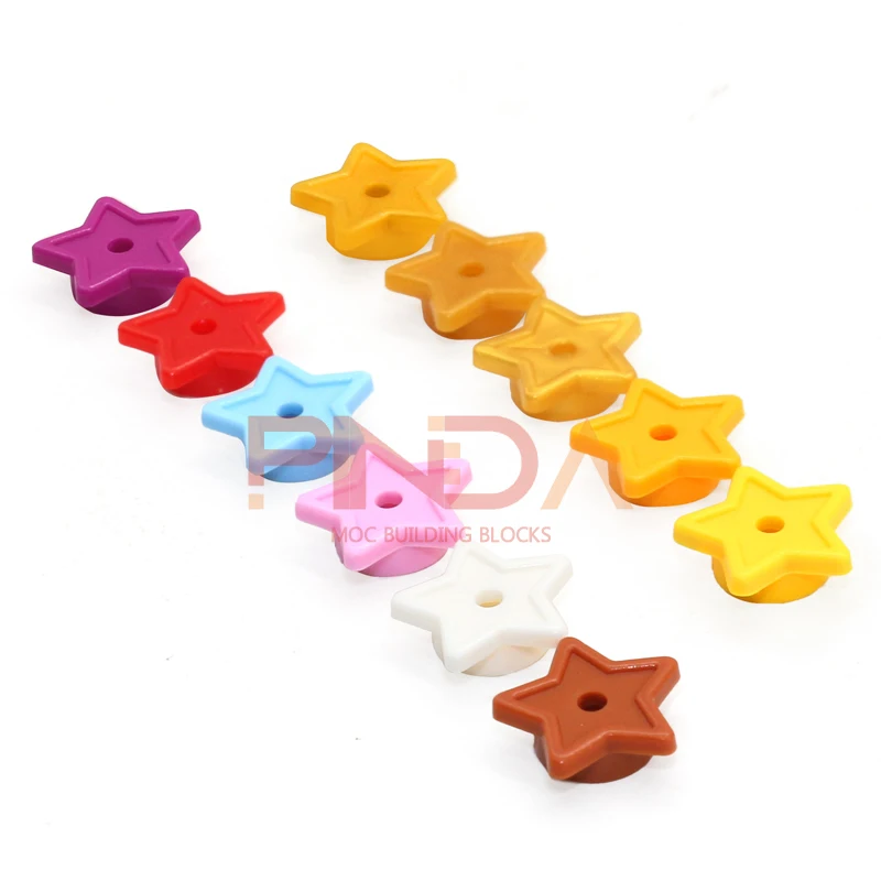 100pcs Moc 11609 Plate Round 1x1 with Star and Small Pin Hole DIY Building Blocks Bricks Compatible 28619 Assmble Particle