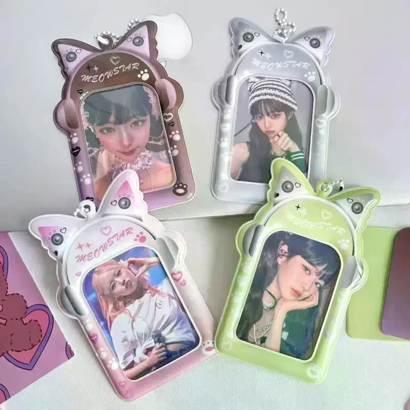 3-Inch Photo Storage Card Earphones Element Photo Frame Korean Kpop Idol Photo Card Protective Case Backpack Pendant