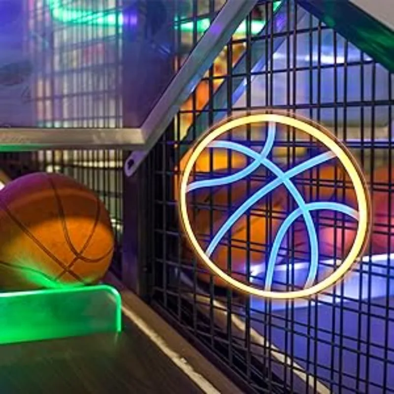 Basketball Neon Signs Sport Sign Neon for Bedroom Led USB Powered Switch Light up Neon Sign for Wall Decor Bedroom