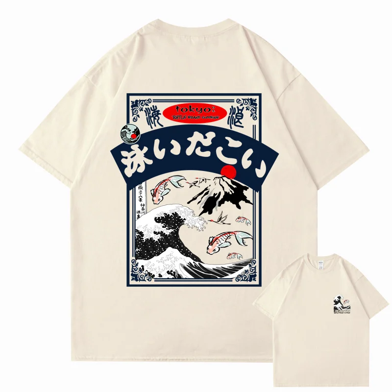2025 Men\'s Hip Hop T-shirt Street Wear Harajuku Japan Wave T-shirt Summer Short Sleeve Top T-shirt Cotton Printed T-shirt Men\'s