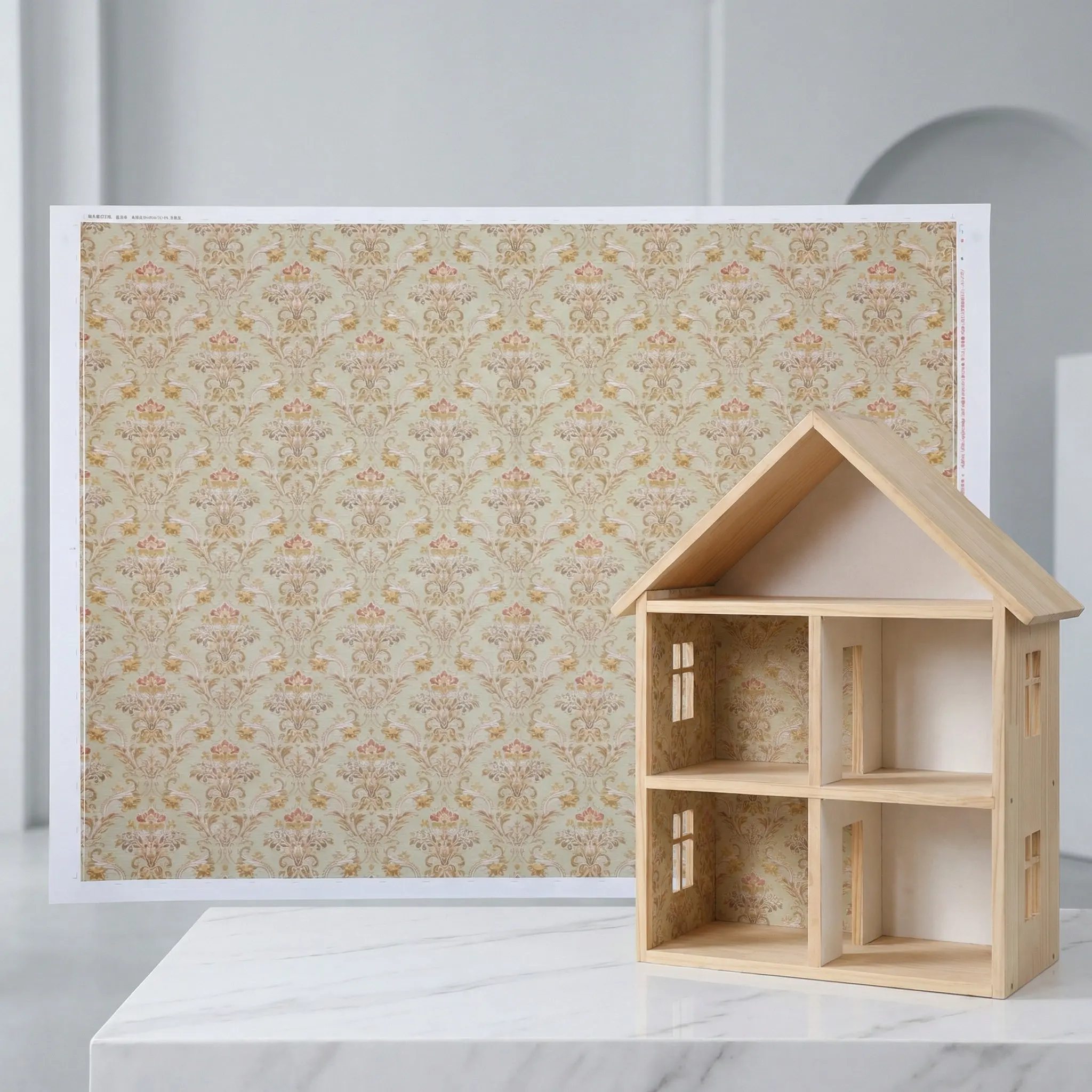 

1 Sheet Adhesive Mini House Wall Paper Peel and Stick Wallpaper Sheets for DIY Dollhouse Interior Realistic Texture Home Decor