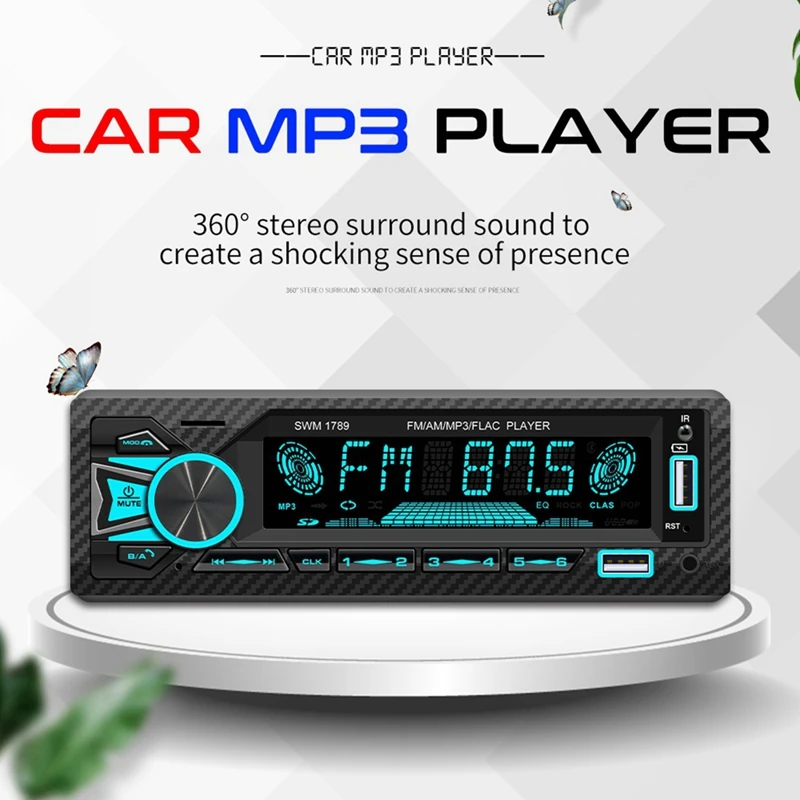 Car Radio 1Din Srereo Bluetooth MP3 Player FM Receiver with Remote Control AUX/USB/TF Card in Dash Kit