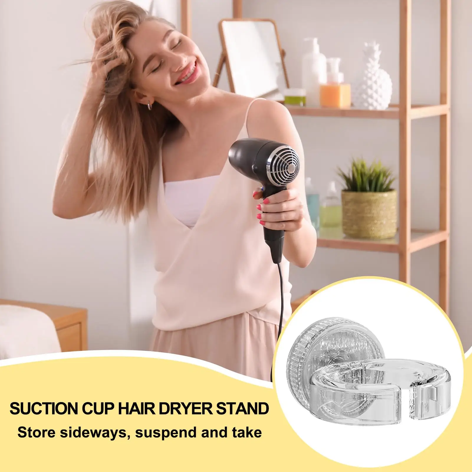 Blow Dryer Holder Hair Dryer Wall Mount Blowdryer Holder Styling Tool Organizer No Drill Stand Suction Cup Storage Rack For Most