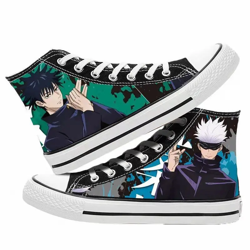 Jujutsu Kaisen Anime Cosplay Shoes Sneakers Graffiti Print High Top Canvas Shoes Cartoon Itadori Yuji Student Shoes Holiday Gift