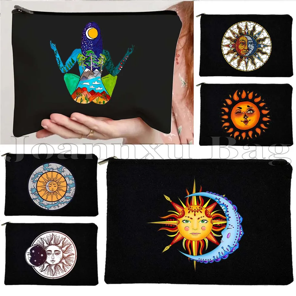 

Vintage Mystical Celestial Solar Eclipse Sun and Moon Goddess Stars COASTER Canvas Cosmetic Makeup Toilet Bag Pencil Case Pouch
