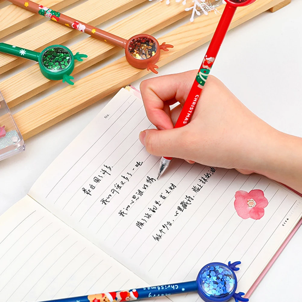 

8pcs Christmas Tree Gel Xmas Themed Writing Student Signature Portable Cute Bulk Smooth Writing Hand Feeling Multipurpose