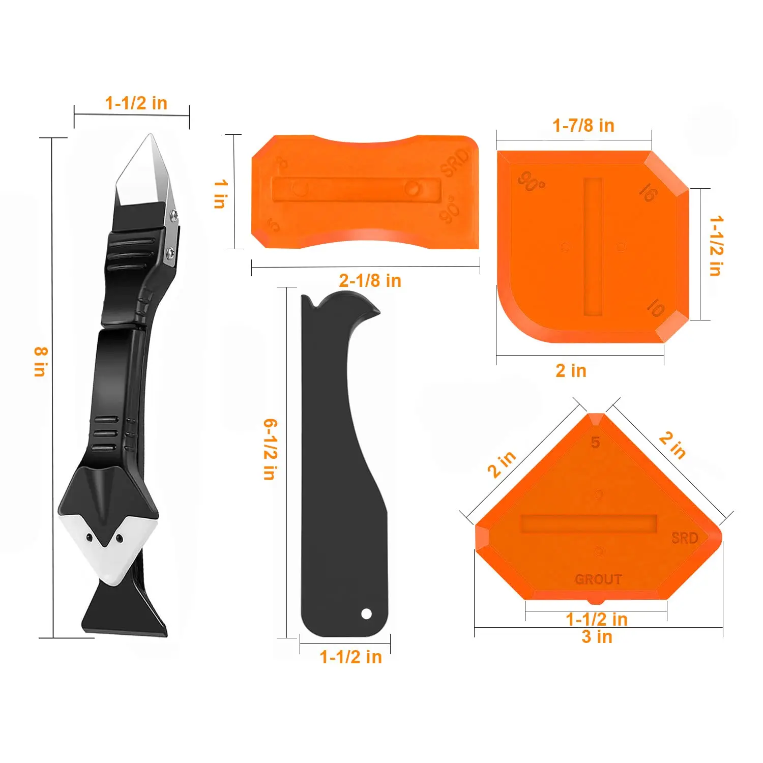 5in 1 raspador de silicone para removedor de cola, espátula, raspador, faca, beleza, argamassa, multifunções, calafetagem ferramenta