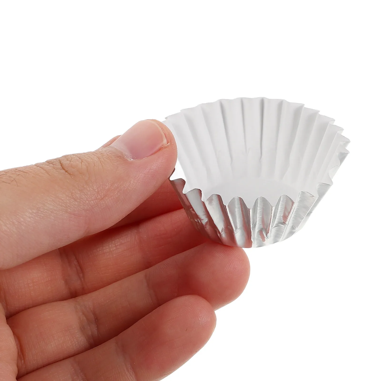 500Pcs Cupcake Liners Silver Foil Mini Baking Cups Thickened Aluminum for Cupcakes Muffins Wedding Party Baking Liners - view 3
