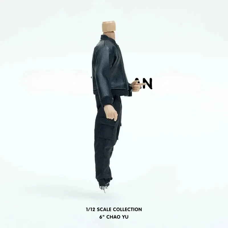 Figurines d'action à l'échelle 1/12, loisirs masculins, veste en cuir PU noir, vêtements de travail, pantalons, gilet, vêtements, modèle de bricolage pour jouets de 6 pouces, accessoires
