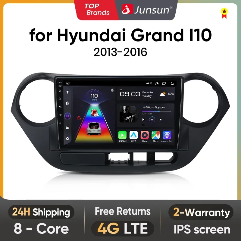 Junsun Wireless CarPlay Android Auto Car Radio for Hyundai Grand I10 2013-2016 Intelligent Systems Smart GPS Autoradio