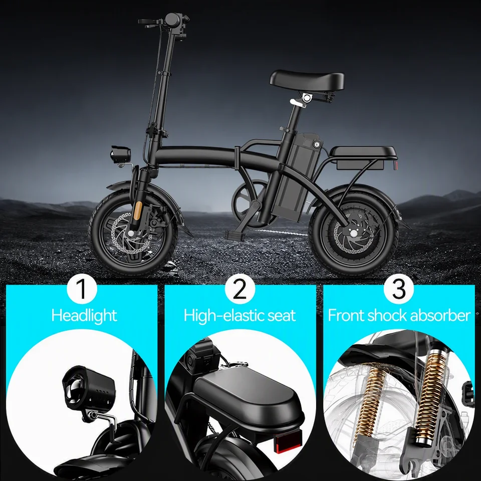 14 Inch Foldable Electric Bicycle 500W Motor 19.9MPH Max Speed Removable Battery 3 Riding Modes Dual Suspension Commuter Folding E Bike image 7