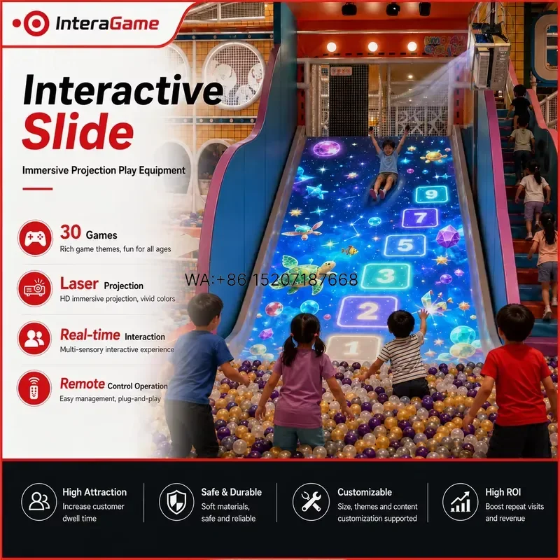 Wmwmnu for Interactive Projection Slide AR Game System HD Projection Indoor Playground Ball Pit Kids Amusement Soft Play