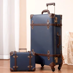 Heren Handgemaakte Vintage Pp Reistas Rollende Bagage Vrouwen Retro Trolley Lederen Koffer Bruiloft Bruidsschat Trolley Reiskoffer