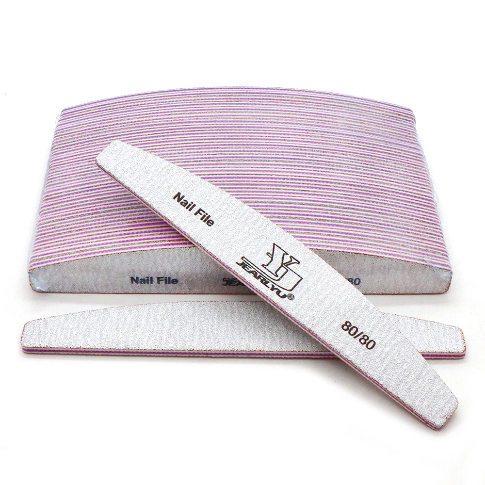 25/50 قطعة 50 قطعة الهلال القمر صالون ملفات الأظافر بالجملة ملفات الأظافر 80/80 حصى الأظافر القوية الصنفرة مزدوجة الوجهين صالون ومجموعة DIY #1