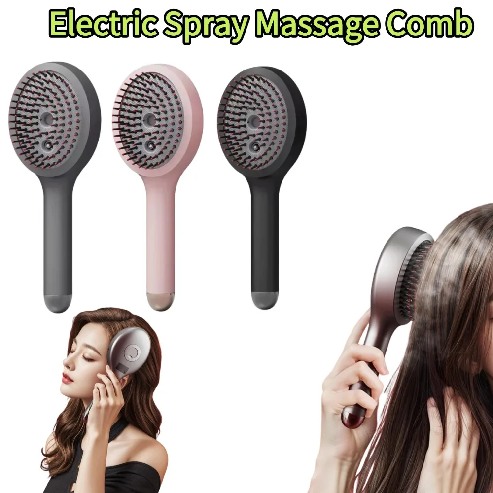 Electric Spray Massage Comb For Girls Red Light Vibrating Hair Brush for Smooth Hair Care Relaxing Scalp Massager Styling Tools