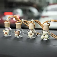 10PCS 10ml Cartoon Cute Car Aromatherapy Bottle  Pendant Empty Clear Essential Oil Disffuser Air Fresher Ornament Vials for Car