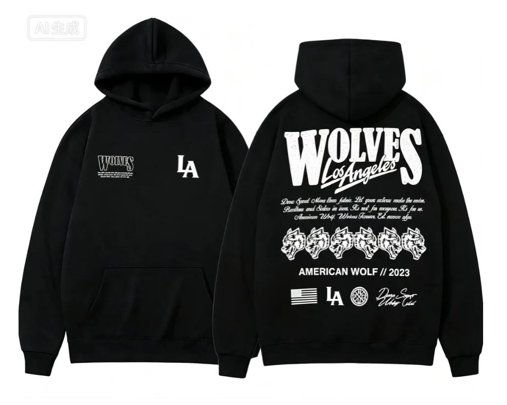 Graphic Hoodie Streetwear - 2026 Wolf Letter Graphic Hoodie Autumn