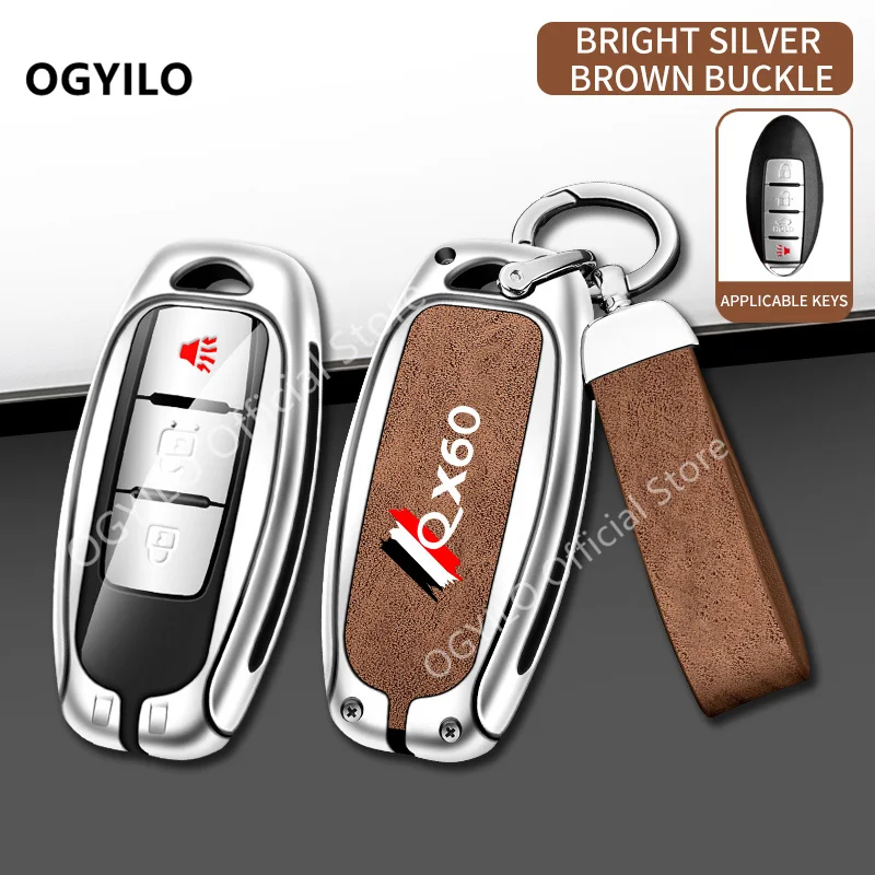 Zinc Alloy+Leather Key Case For Infiniti QX60 A 3/4 buttons Car key case M56 QX50 QX60 FX35 FX50 G35 G37 JX35 QX80