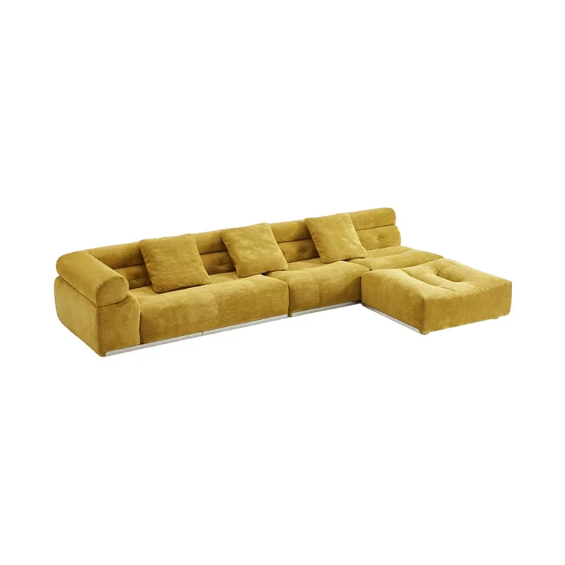 DSA high elastic sponge light luxury plush sofa stainless steel frame widened version sofa L shape