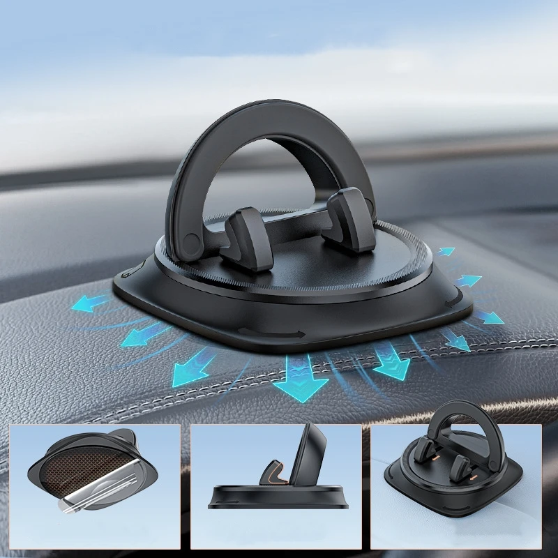 Supporto per telefono da auto con rotazione a 360 ° tappetino per cruscotto supporto antiscivolo antiscivolo con bloccaggio automatico per staffa