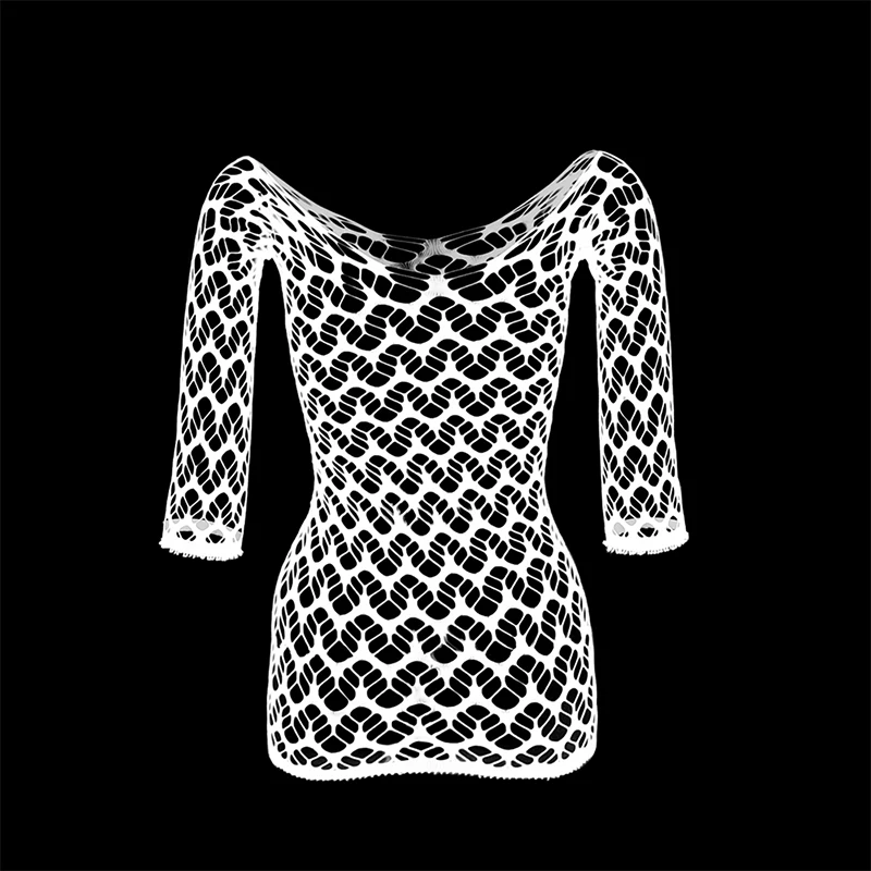Women Summer Bodycon Top Long Sleeves Beach Cover Up Hollow Out Beachwear Without Underwear Sheer Mesh Fishnet Music festival image 5