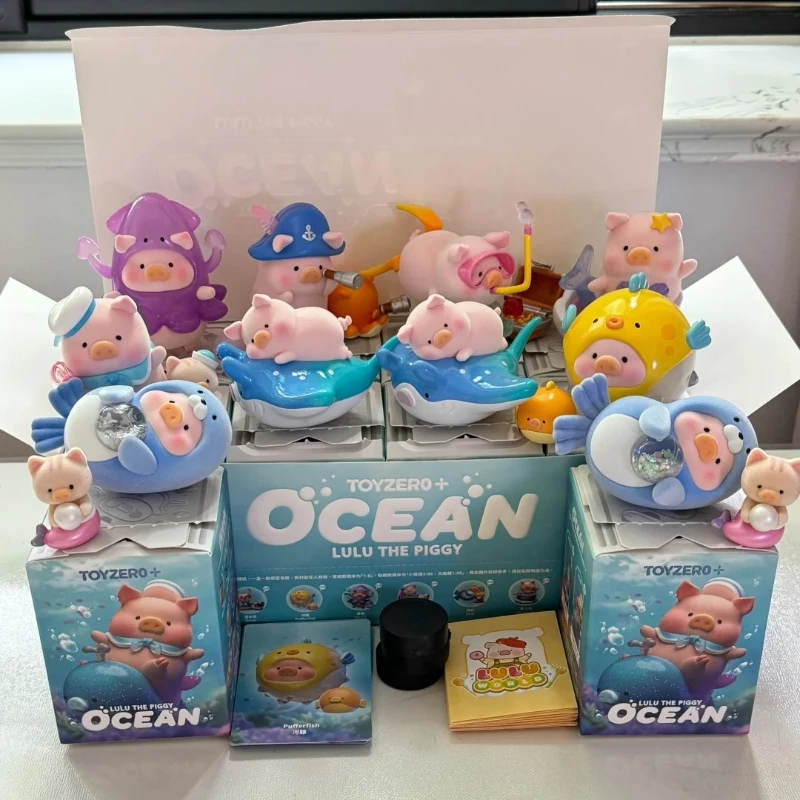 LuLu The Piggy Ocean Series Blind Box Trendy beeldjes Kawaii Speelgoed Diermodel Verrassing Kindercadeaus Ornamentcollectie