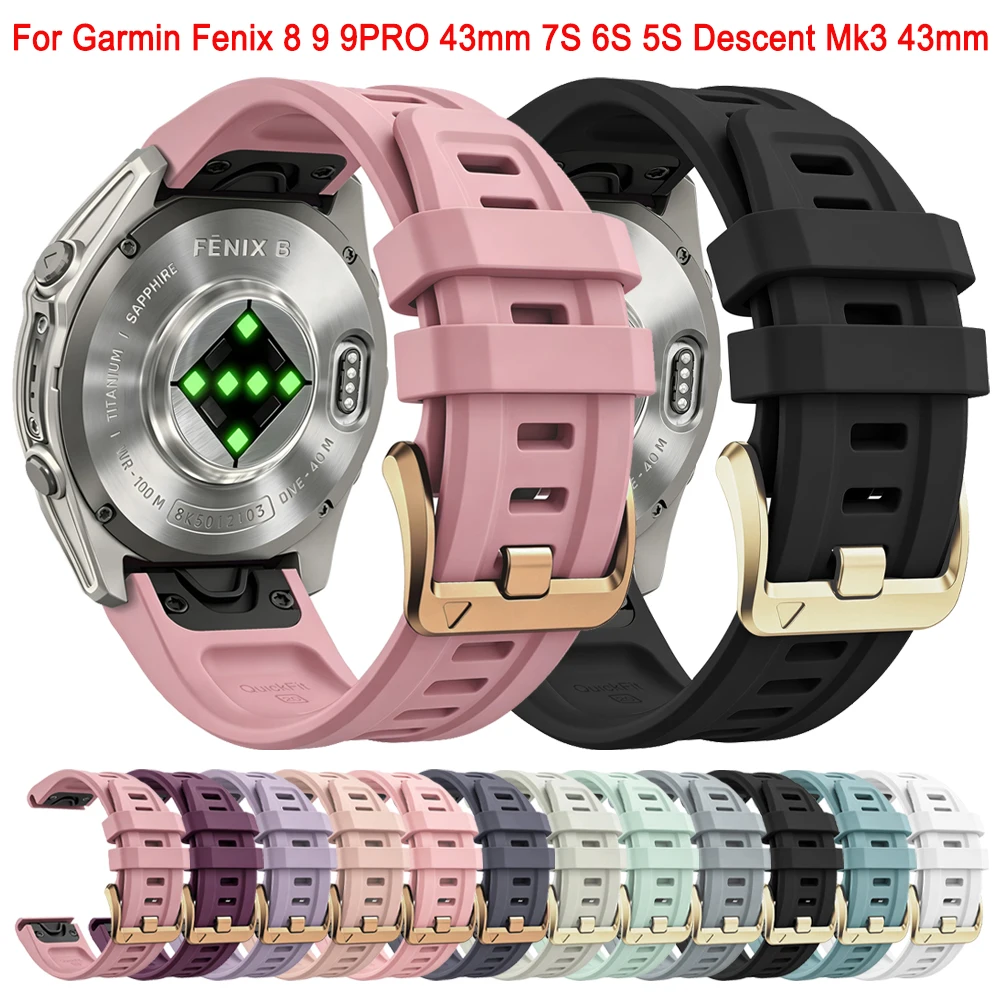 20mm Outdoor Sport Rubber Strap For Garmin Fenix 8 9Pro 43mm 7S 6S 5S Epix Pro 42mm QuickFit Band for Approach S70 42mm Bracelet