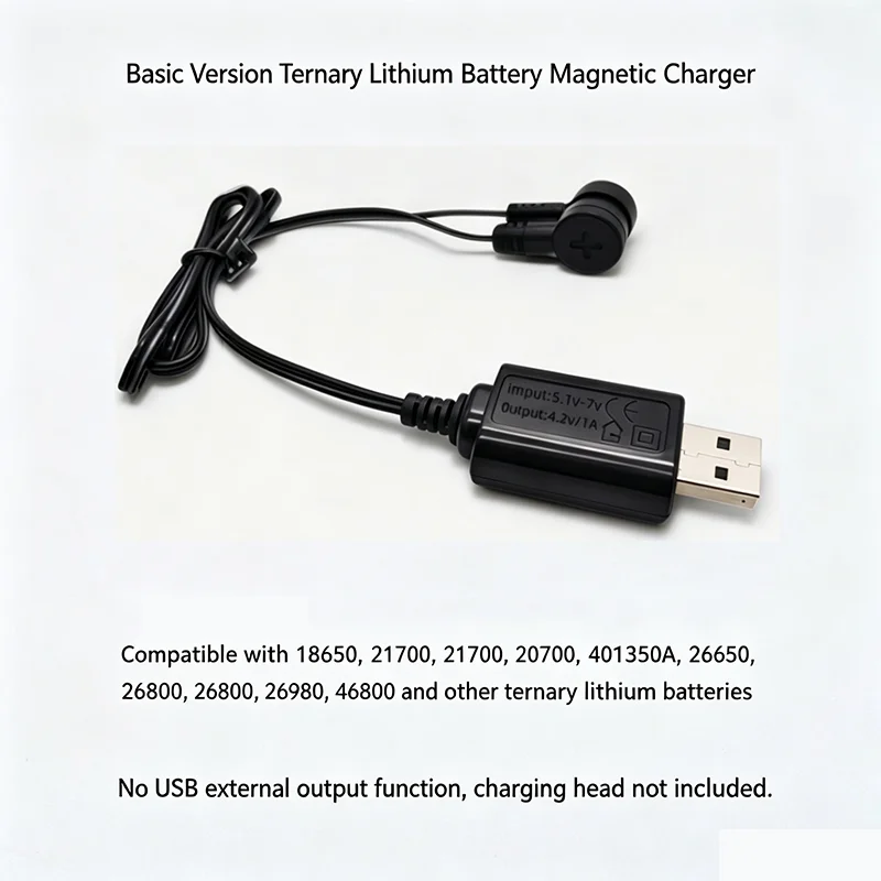 18650 16340 26650 Li-ion Batteries Charger Cable 3.7V 4.2V Fast Charging with LED Indicator 60CM USB Magnetic Charger Cable