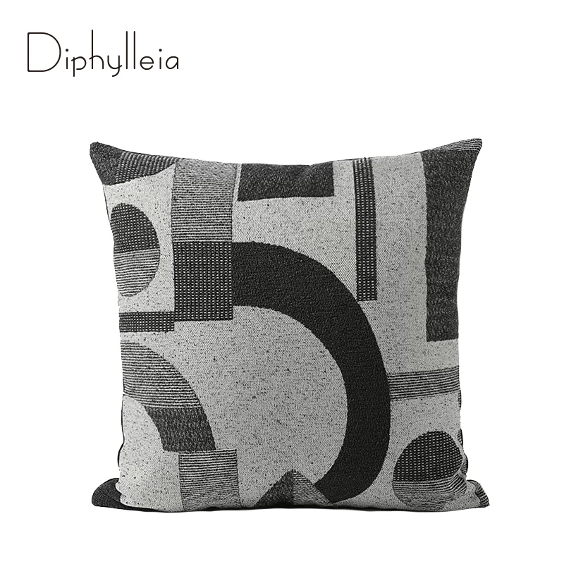 

Diphylleia Wabi-Sabi Style Modern Grey Black Geometric Pillow Covers Multi-Textured Cushion Case For Living Room Family Office