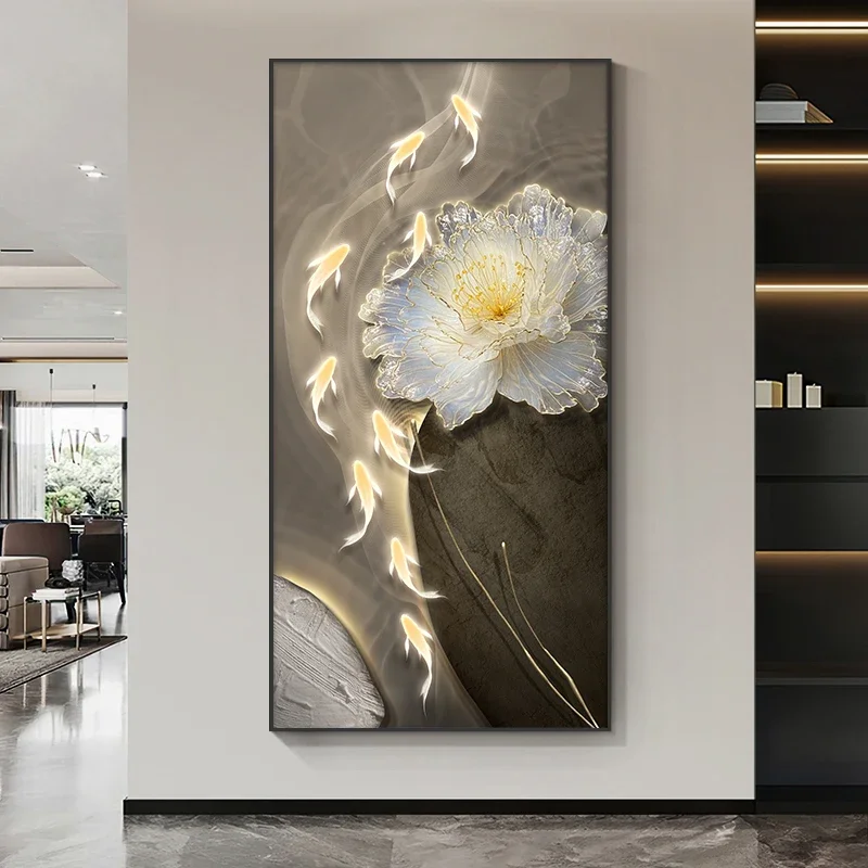 مصباح جداري LED حديث من البورسلين الكريستالي - مصباح رسم معلق على شكل زهرة لغرفة المعيشة والممر والديكور الداخلي للمنزل