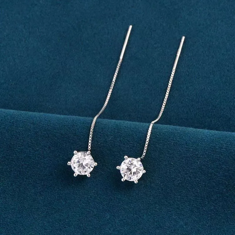 925 Sterling Silver Earrings Long Tassel Decoration For Women Wedding Engagement Fine Jewelry Luxury Zircon Gifts Stud Earrings
