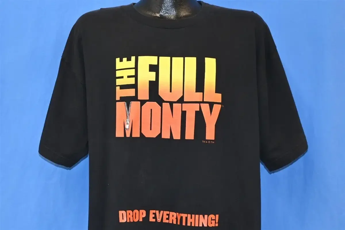 90s the Full Monty Drop Everything British Comedy Movie Logo T-shirt